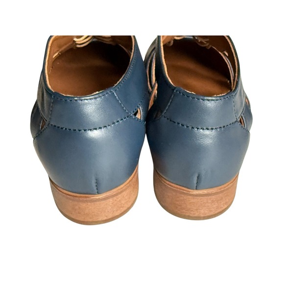 Julia Bo Cut Out‎ Oxfords NASSAU 9 (10) 40 Navy Blue Leather Handcrafted $185 - Picture 4 of 9